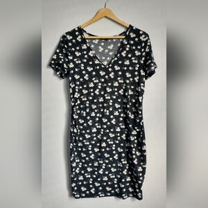Shein 90's Y2K Floral Black Dress Size medium